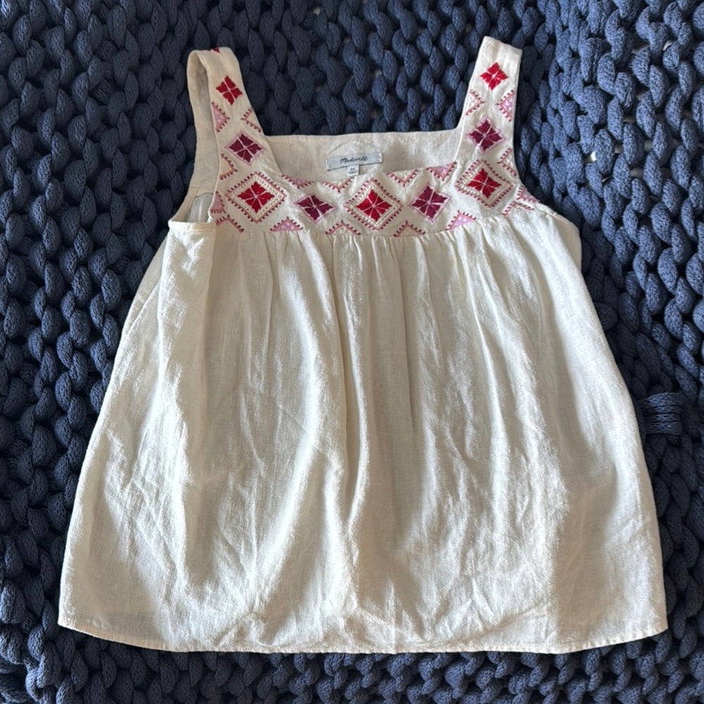Embroidered Cream Kids Top